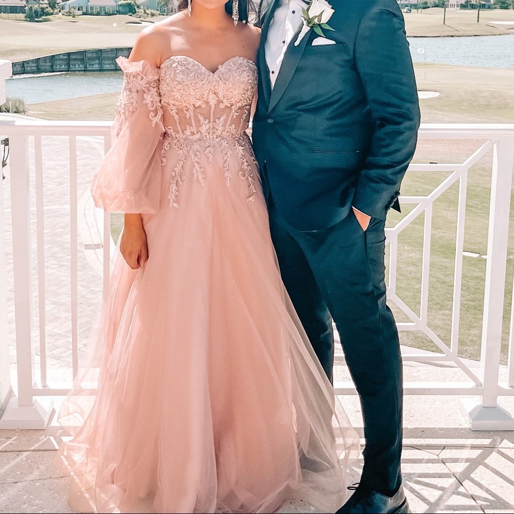 Off the shoulder evening gown